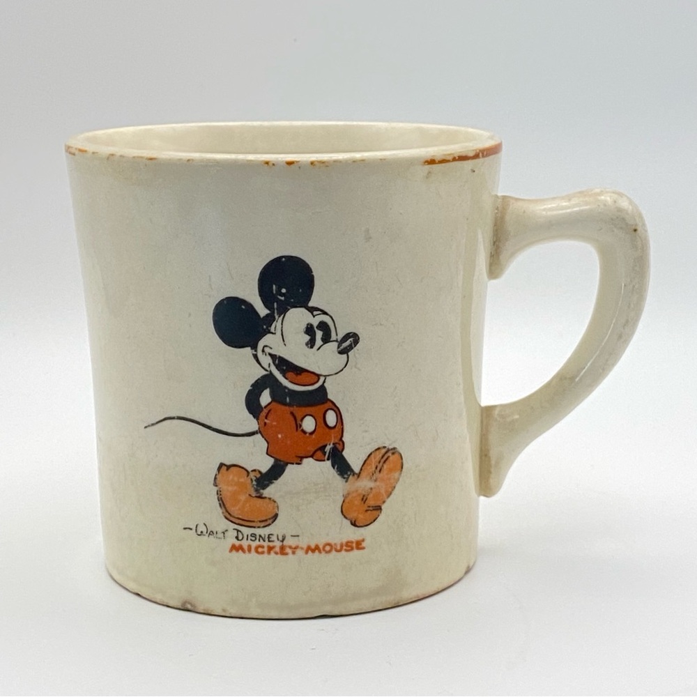 Vintage Walt Disney 1930’s Child’s Mickey Mouse White Ceramic Mug Patriot China